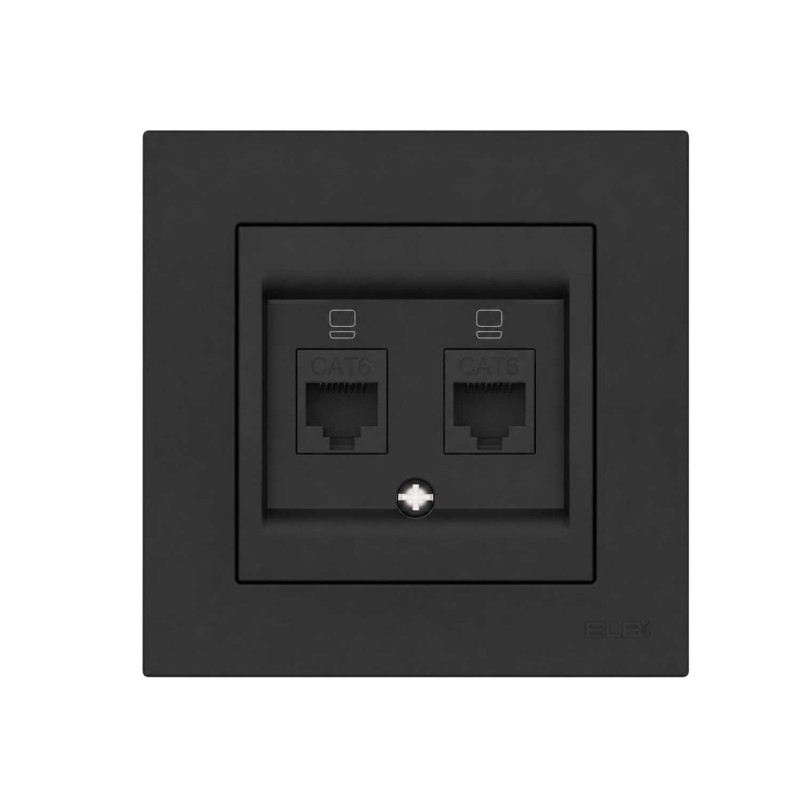 Розетка EL-BI VEGA черная матовая компьютерная 2-на CAT6 RJ45 ( 510-014800-248 )