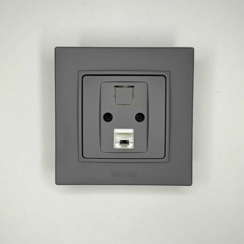 Розетка Nilson Alegra X антрацит матовий комп'ютерна CAT5e RJ45 ( 35441044 )