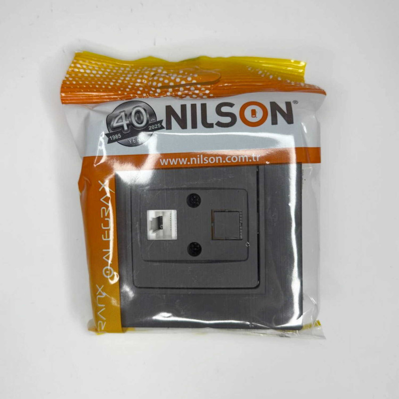 Розетка Nilson Alegra X антрацит матовий комп'ютерна CAT5e RJ45 ( 35441044 )