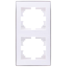 Двойная вертикальная рамка Lezard Rain (703-0225-152) с боковой вставкой хром (белая)