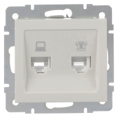 Компьютерно-телефонная розетка Lezard Rain (703-3088-143) (жемчужно-белый перламутр)
