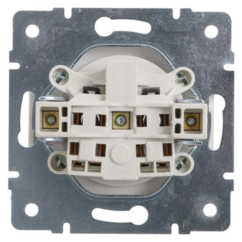 Розетка Lezard Rain (703-0288-124B) с защитными шторками детей с з/к ПБТ (белая)