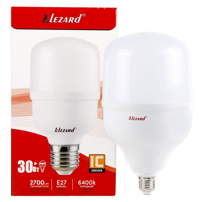 Светодиодная лампа Lezard (464-T100-2730) 30Вт E27 T100 6400K
