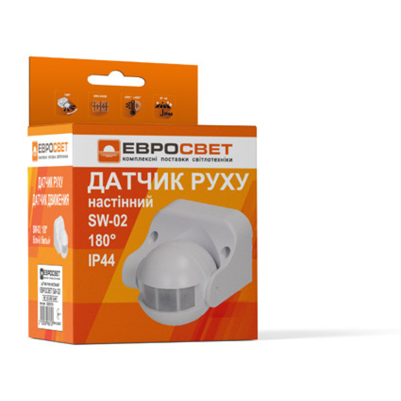 Настенный датчик движения Евросвет SW-02 180° (57256) белый