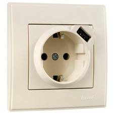 Розетка Lezard «Lesya» (705-0303-181) с/з с USB (кремовая)