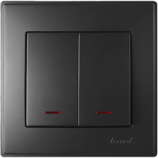 Двойной выключатель Lezard «Lesya» 705-4242-112 с подсветкой (антрацит)