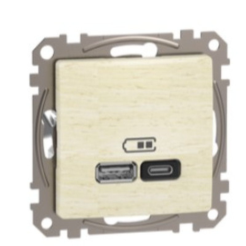 Розетка USB Schneider Electric Sedna Design & Elements A+C 3A 45Вт береза SDD180404