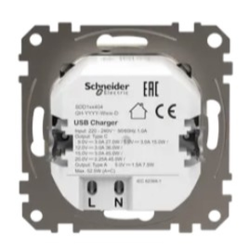 Розетка USB Schneider Electric Sedna Design & Elements A+C 3A 45Вт береза SDD180404