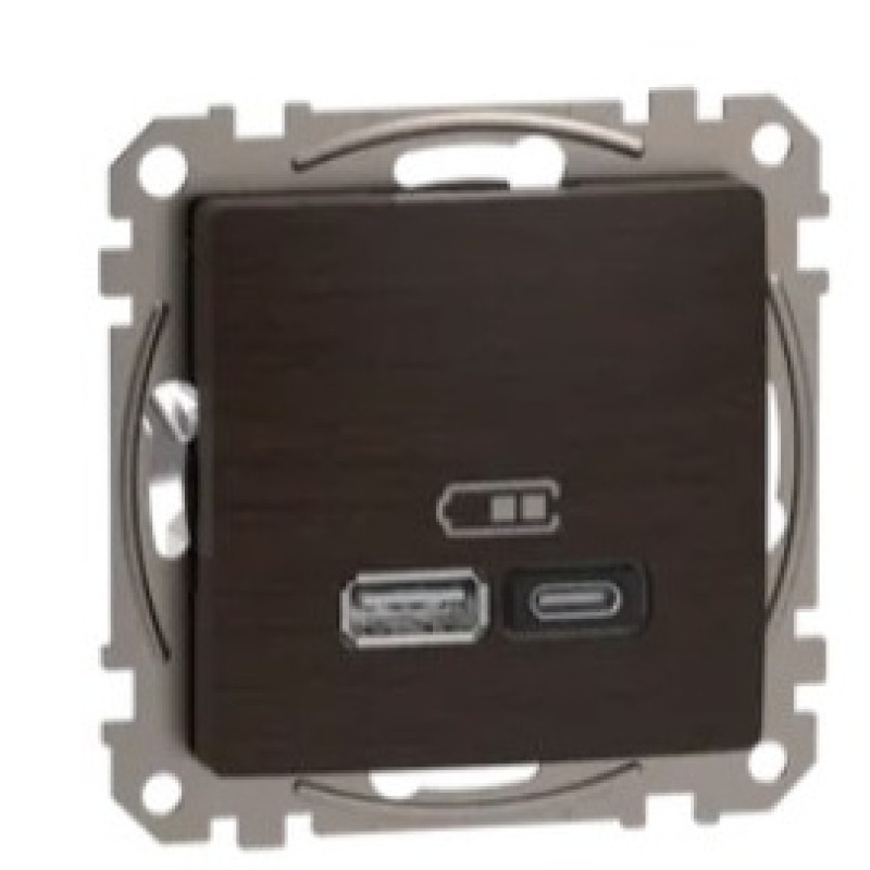 Розетка USB Schneider Electric Sedna Design & Elements A+C 3A 45Вт венге SDD181404