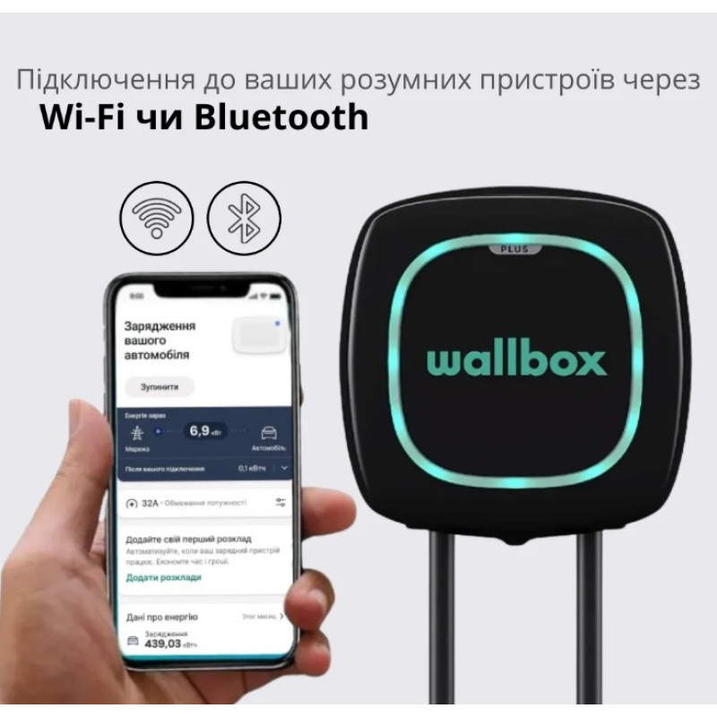Зарядная станция Wallbox Pulsar Plus 7,4кВт Type 1 кабель 5м черная (PLP1-0-1-2-9-002)