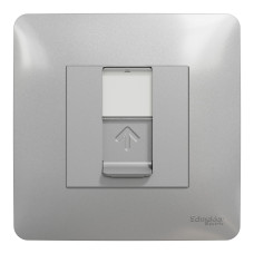 Комплект комп'ютерна розетка RJ45 + рамка Unica New (NU341130+NU200230+NU7002) алюминий