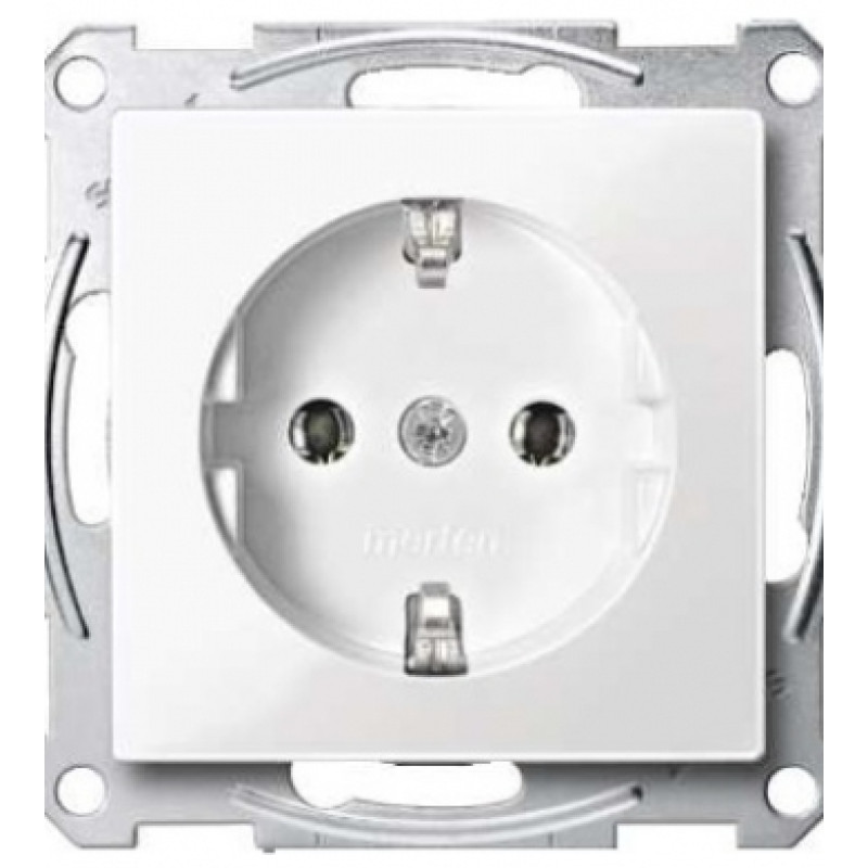 Комплект розетка с з/к + рамка Merten M-Pure (MTN2301-0319+MTN4010-3619) полярно-белый