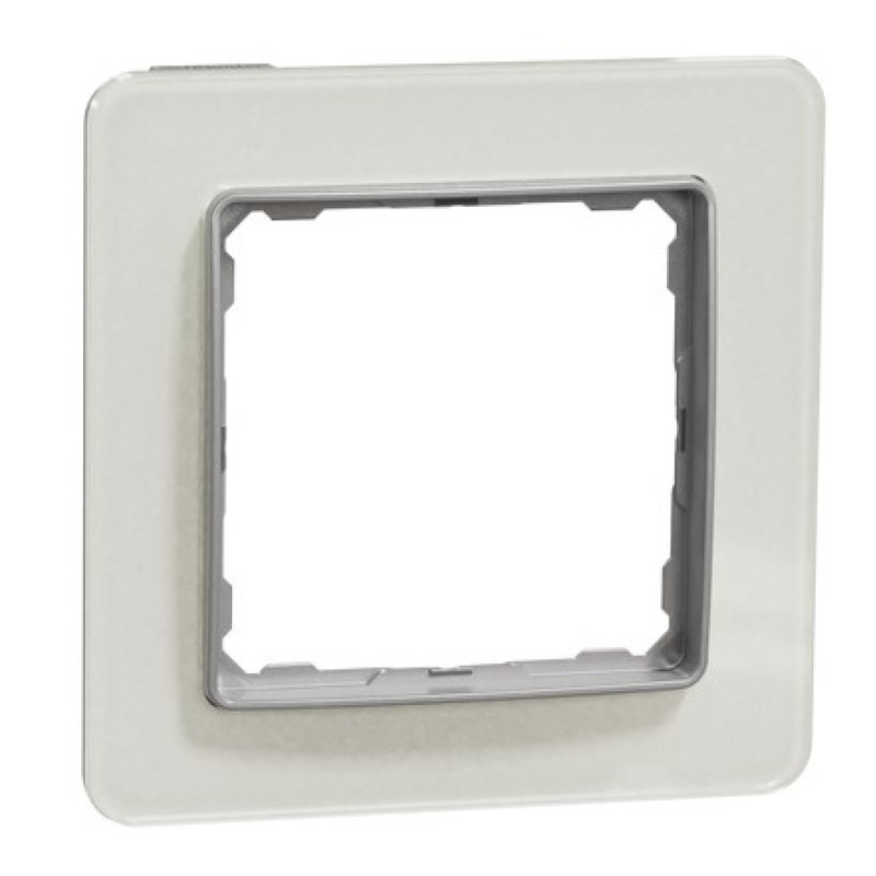Комплект розетка с з/к + рамка Sedna Design & Elements (SDD170022+SDD360801) алюминий/белое стекло