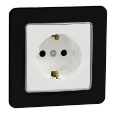 Комплект розетка с з/к + рамка Sedna Design & Elements (SDD111022+SDD361801) белый/черное стекло