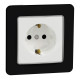 Комплект розетка с з/к + рамка Sedna Design & Elements (SDD111022+SDD361801) белый/черное стекло