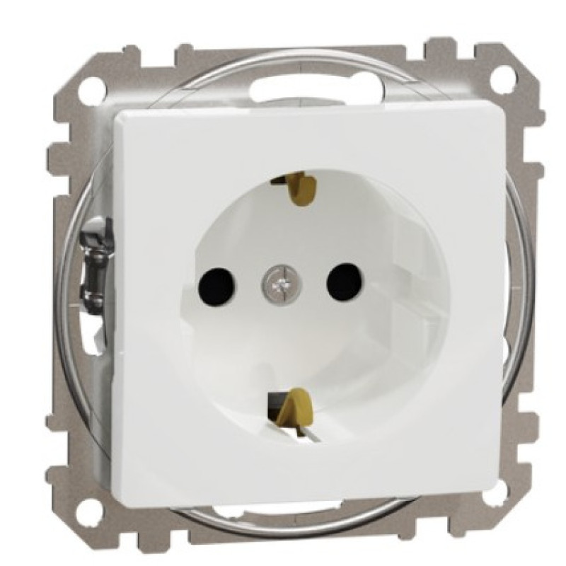Комплект розетка с з/к + рамка Sedna Design & Elements (SDD111022+SDD361801) белый/черное стекло