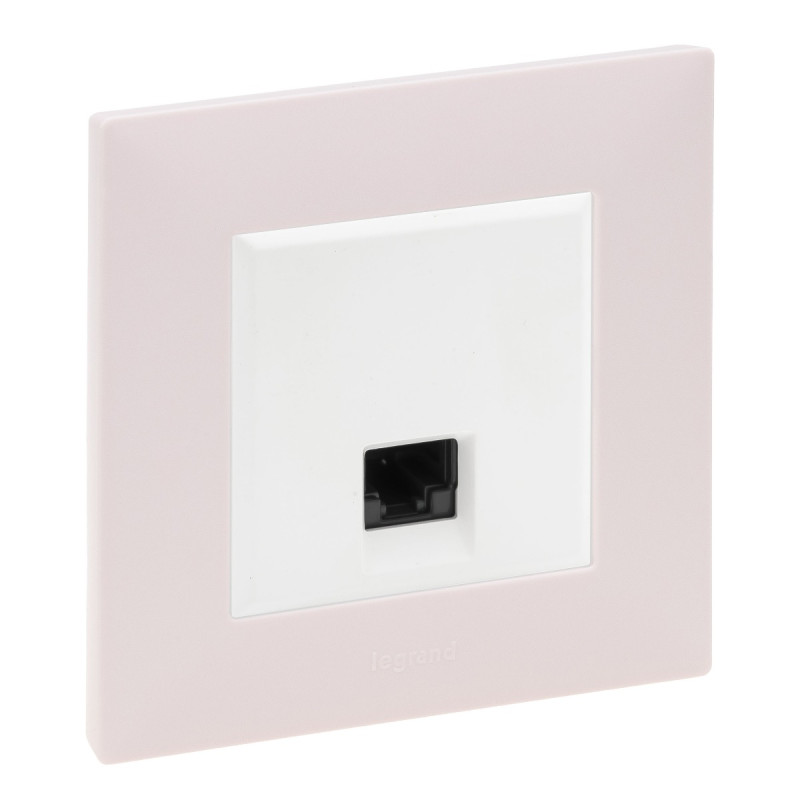 Комплект комп'ютерна розетка RJ45 + рамка Niloe Step (863159+863291) білий/рожевий