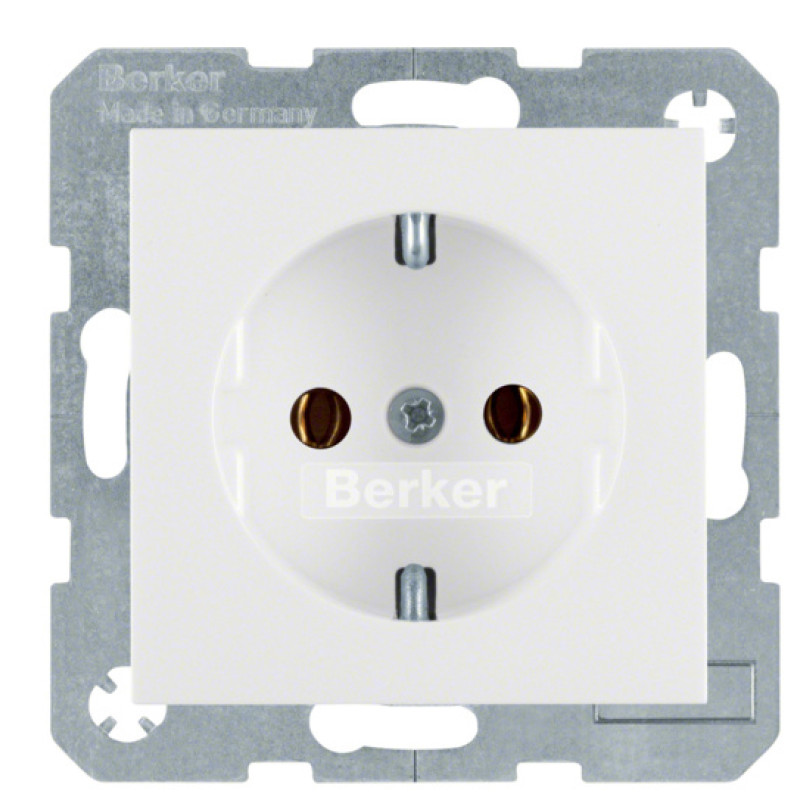 Комплект розетка с з/к + рамка Berker S.1 (10119909+47431909) полярная белизна матовая