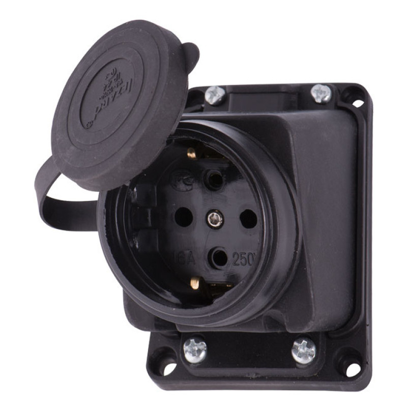 Наклонный силовой разъем Lezard 106-0400-0104 (2Р+РЕ) 1х16А 220-240V