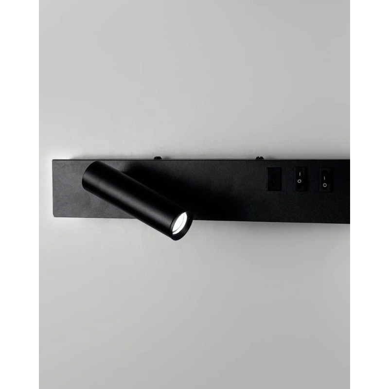 Бра, настінний світильник Line.F WJ028/2L BK (лівий) + USB-C LED 2x8W 4000K IP20 чорний