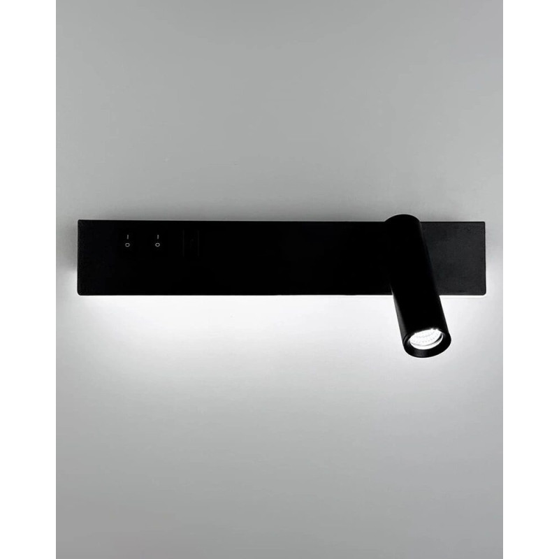 Бра, настенный светильник Line.F WJ028/2R BK (правый) + USB-C LED 2x8W 4000K IP20 черный