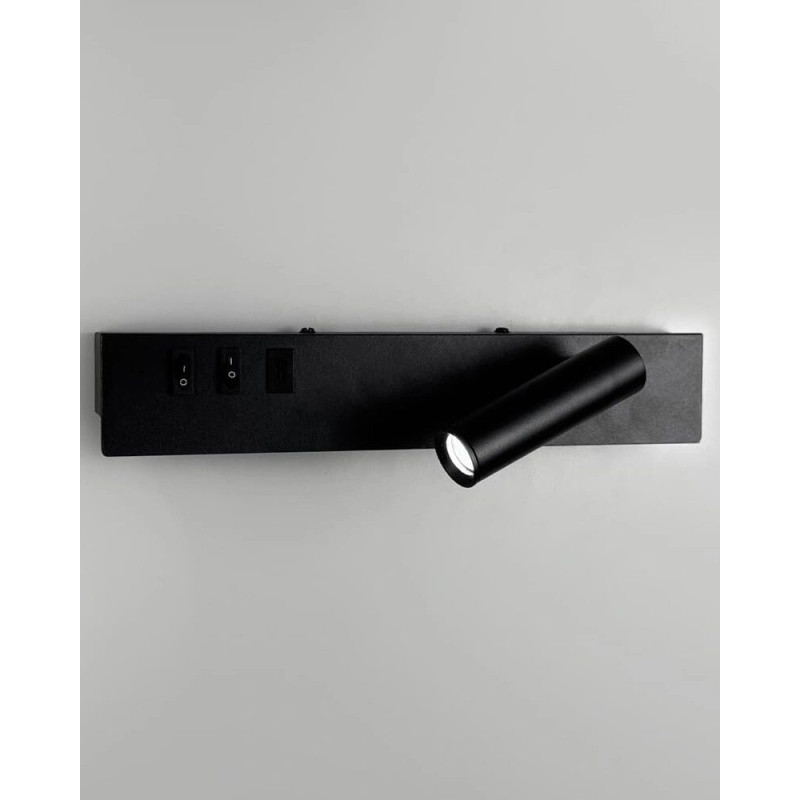Бра, настенный светильник Line.F WJ028/2R BK (правый) + USB-C LED 2x8W 4000K IP20 черный