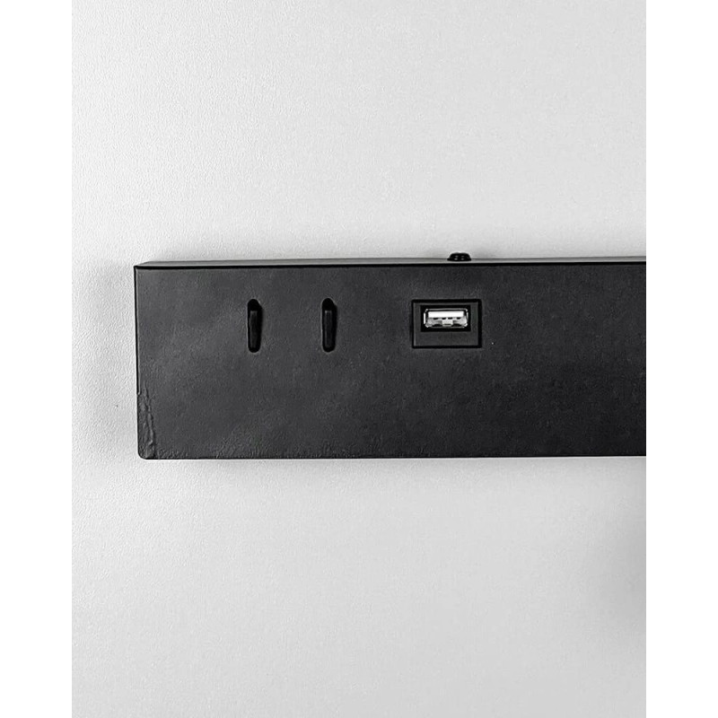 Бра, настінний світильник Line.F WJ028/2L BK (лівий) + USB-A LED 2x8W 4000K IP20 чорний