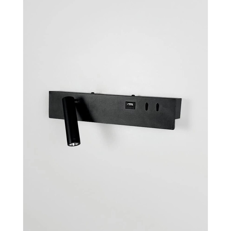 Бра, настенный светильник Line.F WJ028/2R BK (правый) + USB-A LED 2x8W 4000K IP20 черный