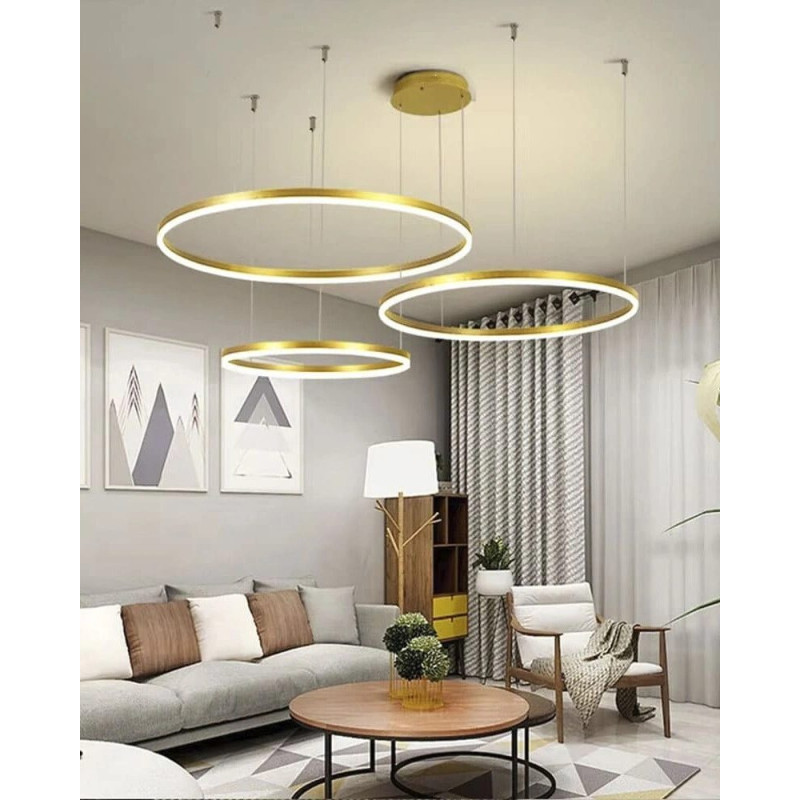 Люстра Line.F MJ73-600+500+400 AB LED 3x56W 3000K/4500K/6000K IP20 латунная