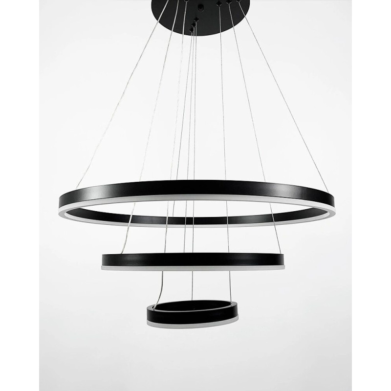 Люстра Line.F MJ93-600+400+200 BK LED 3x65W 3000K/4500K/6000K IP20 чорна