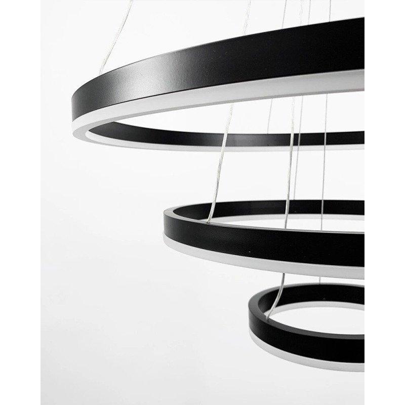 Люстра Line.F MJ93-600+400+200 BK LED 3x65W 3000K/4500K/6000K IP20 чорна