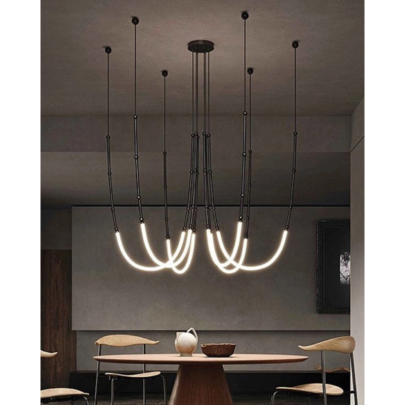 Люстра павук Line.F MBJ1-950*2000-6 BK Leda LED 6x50W 4000K IP20 чорна