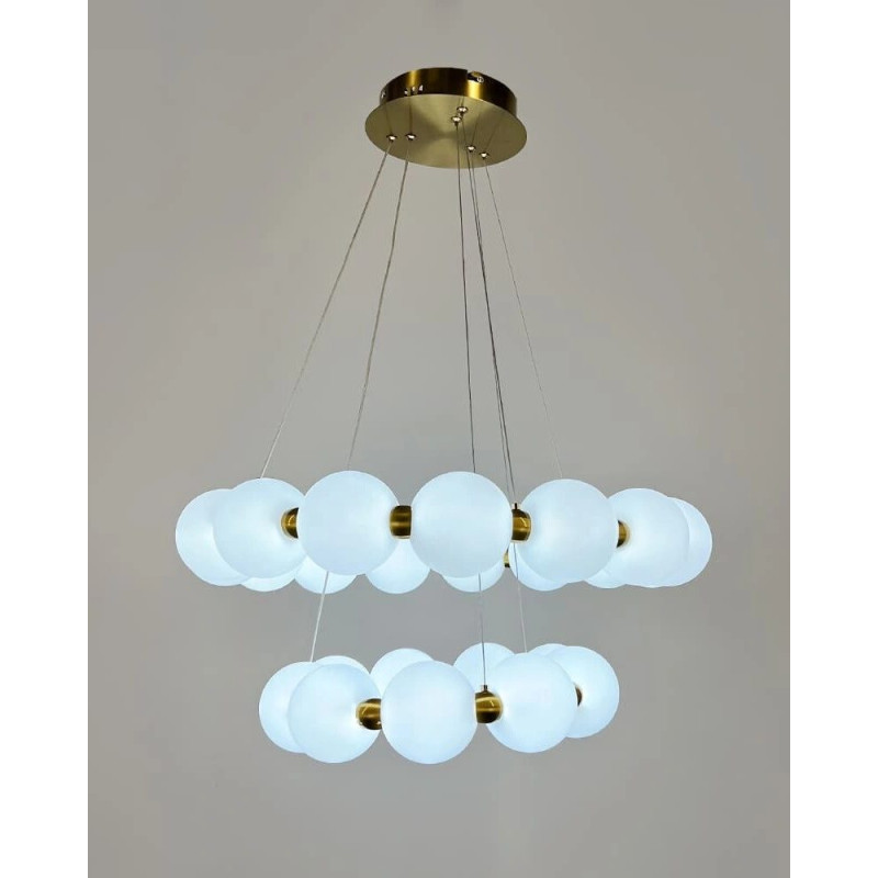 Підвісний світильник, люстра Line.F 77068-600+400 Mysa Pearl LED 2x124W 3000K/4500K/6000K IP20 латунний