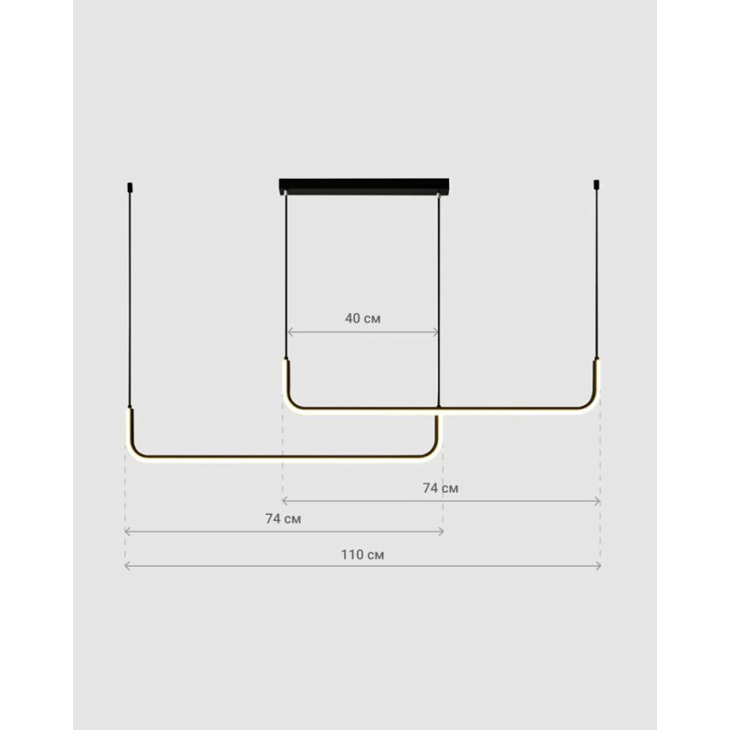 Подвесной светильник, люстра Line.F H28L-2-1200 BK LED 2x23W 3000K/4500K/6000K IP20 черный