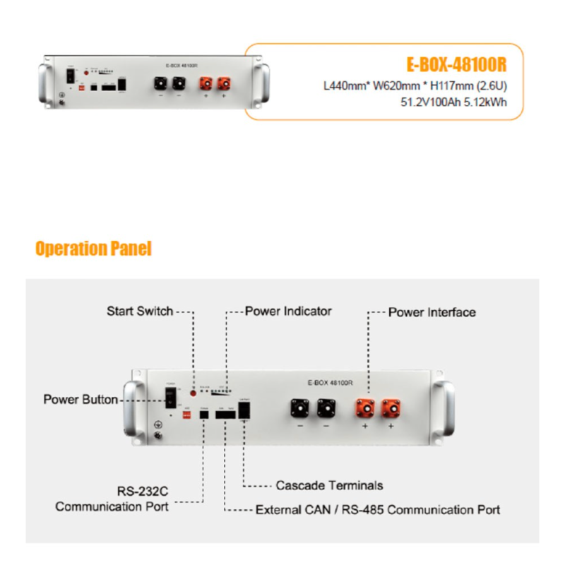 Акумуляторна батарея Pytes E-Box-4850R-B LiFePO4 (2.4 kWh / 48 V / 50 Ah)