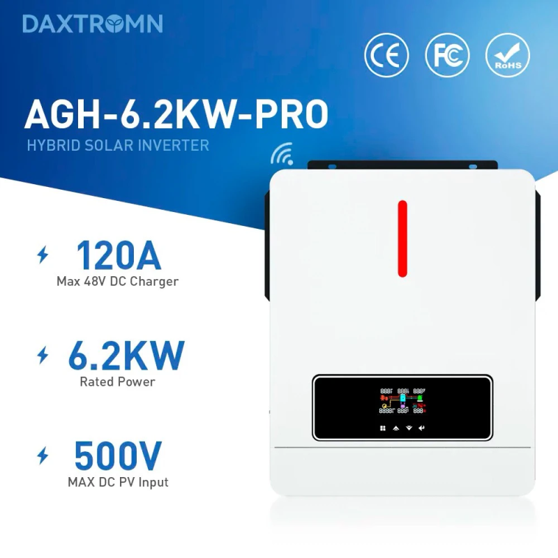 Гибридный инвертор Daxtromn AGH-6.2KW, 48 В, 120 А, 6200 Вт (бесперебойник, UPS, ИБП)