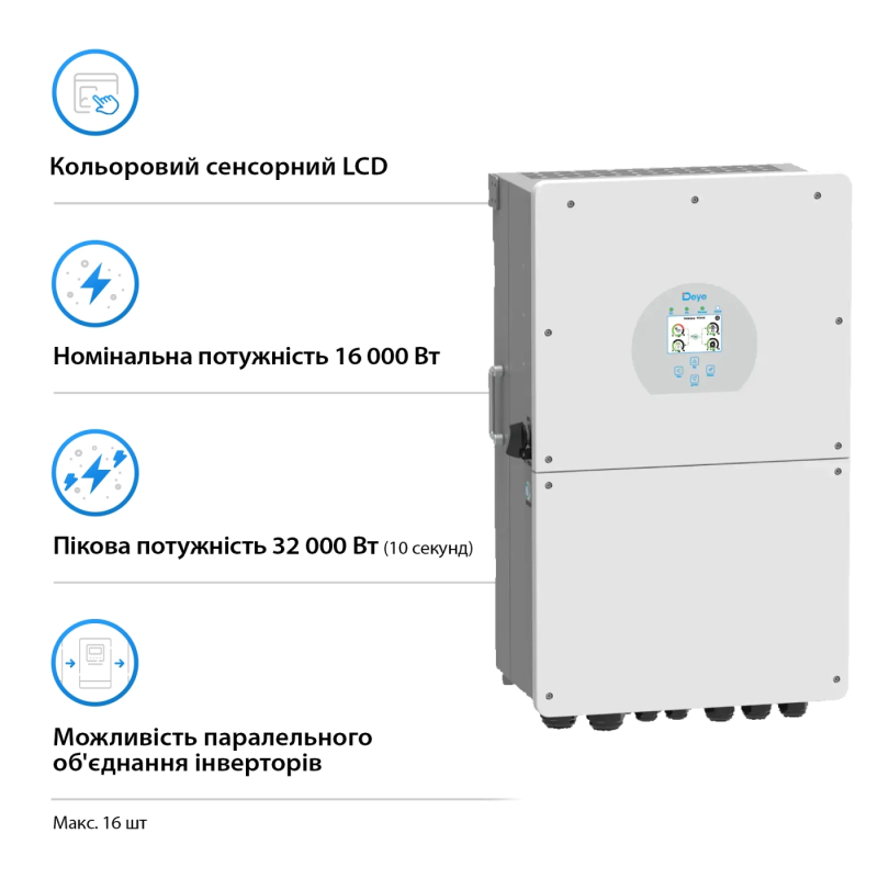 Инвертор гибридный DEYE SUN-16K-SG01LP1-EU (SUN-16K-SG02LP1-EU)