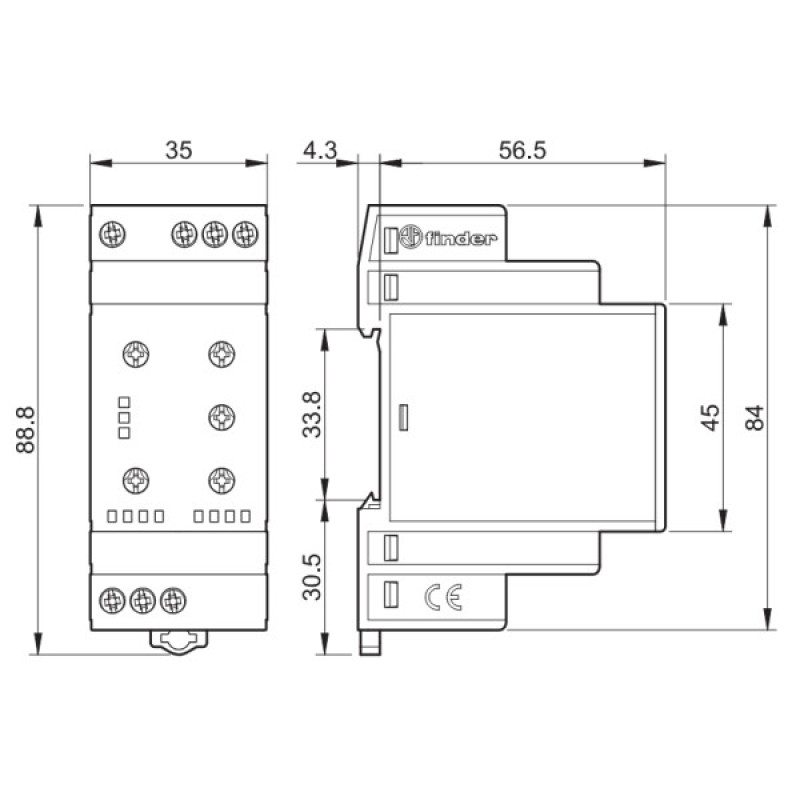 Реле контроля фаз Finder 1CO 6A 380-415В AC (704184002030)