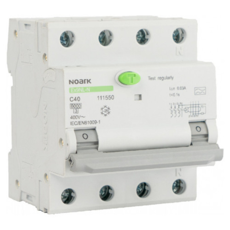 Дифавтомат NOARK Ex9NL-N 3P+N B40 EU 6кА B 40А 30мА AC (111502)
