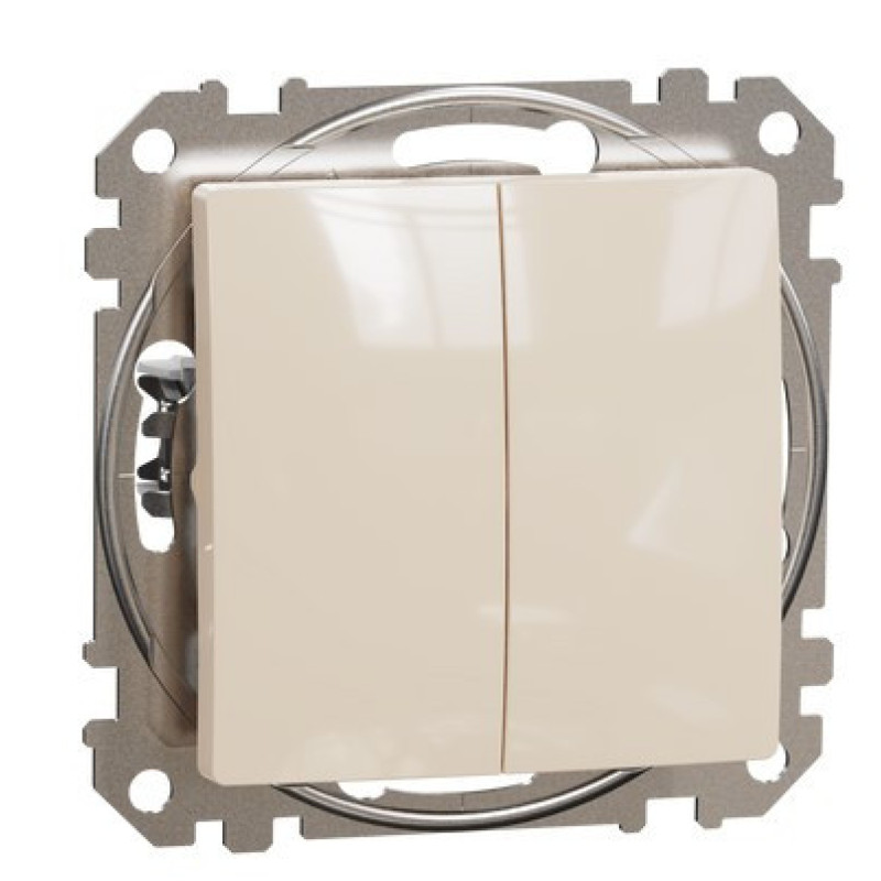 Двухклавишный выключатель Schneider Electric Sedna Design & Elements бежевый SDD112105