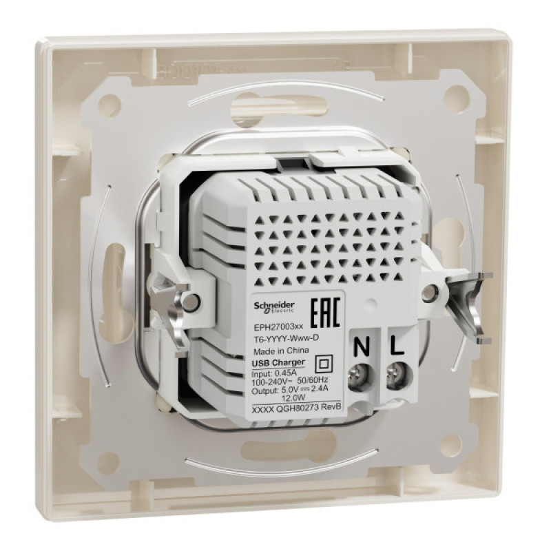 USB розетка Schneider Electric Asfora EPH2700323 USB/Type-C 2,4А крем