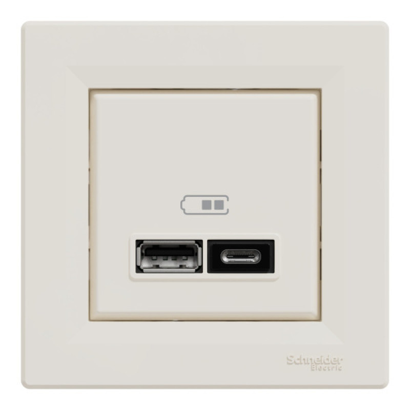 USB розетка Schneider Electric Asfora EPH2700323 USB/Type-C 2,4А крем