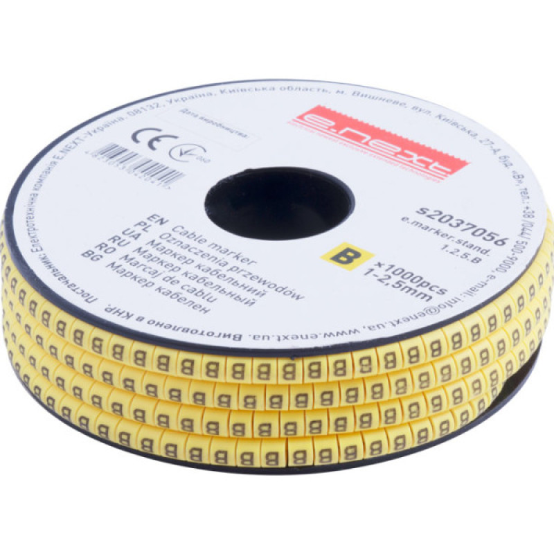 Кабельный маркер E.Next e.marker.stand.1.2.5.B 1-2,5 кв.мм B 1000шт (s2037056)