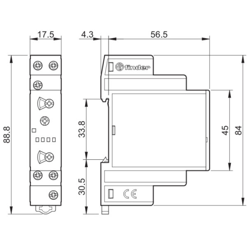 Реле времени Finder 1CO 16A 12-240В AC/DC (800102400000)
