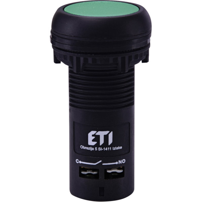 Моноблочна втоплена кнопка ETI 004771451 ECF-10-G (1NO зелена)