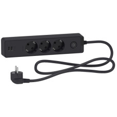 Подовжувач Schneider Electric ST943U3B на 3 місця та 2хUSB (3м) чорний