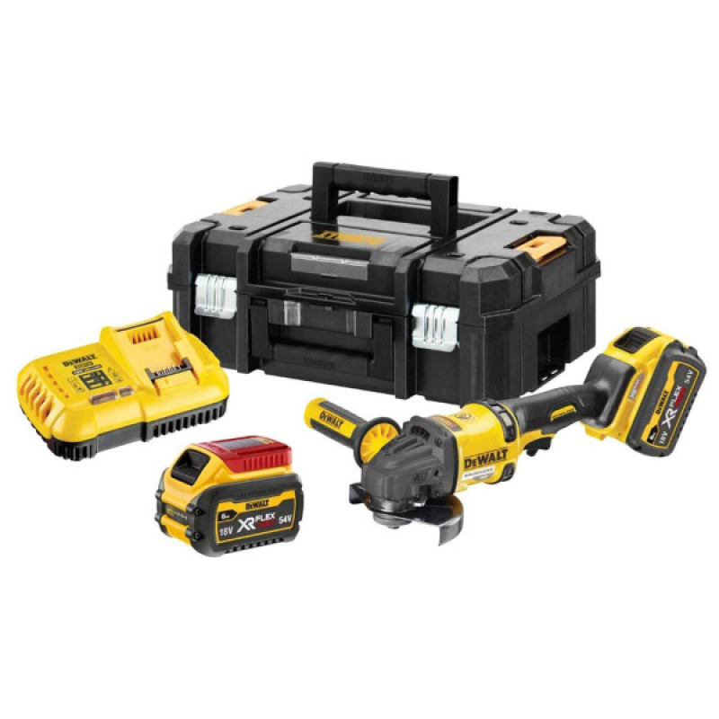 Угловая аккумуляторная бесщеточная шлифмашина DeWALT DCG418T2 Flexvolt XR Li-lon 54В Ø125мм 9000об/мин