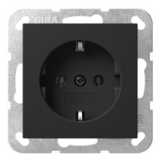 Розетка Gira System 55 із заземлюючим контактом чорна матова (4188005)