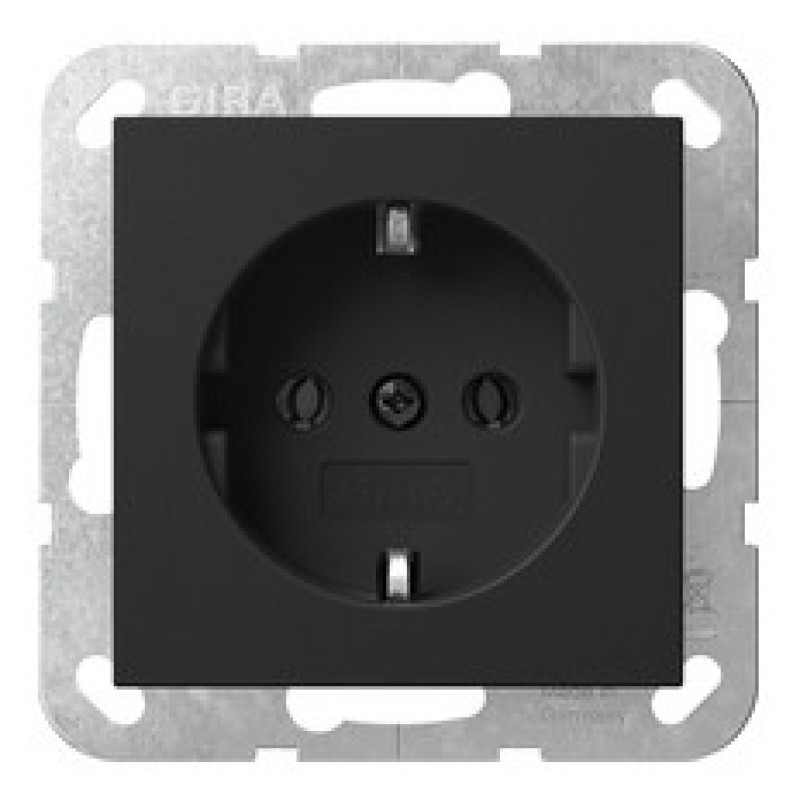 Розетка Gira System 55 с заземляющим контактом черная матовая (4188005)