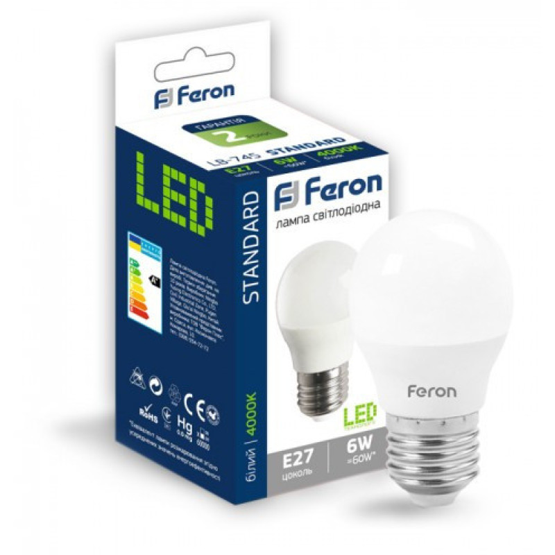 Светодиодная лампа Feron 5032 LB-745 6Вт 4000К G45 Е27